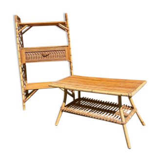 Ensemble de salon en rotin, années 1970