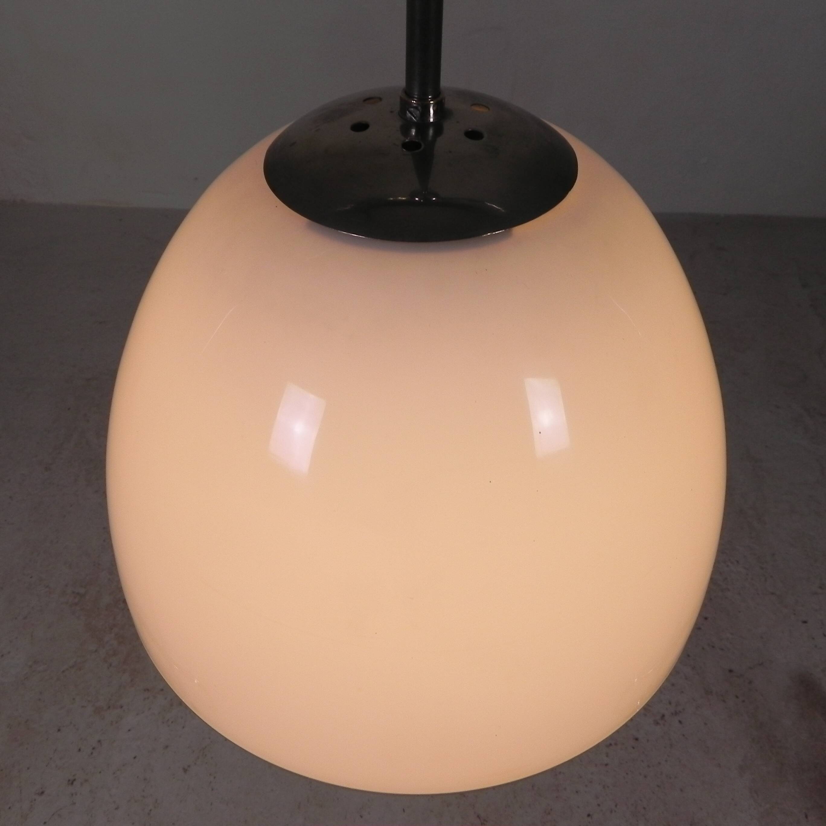 Old school lamp with large glass ball in opal glass, 1930s