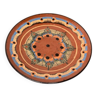 Vintage wall plate in hand-painted ceramic, 1970s