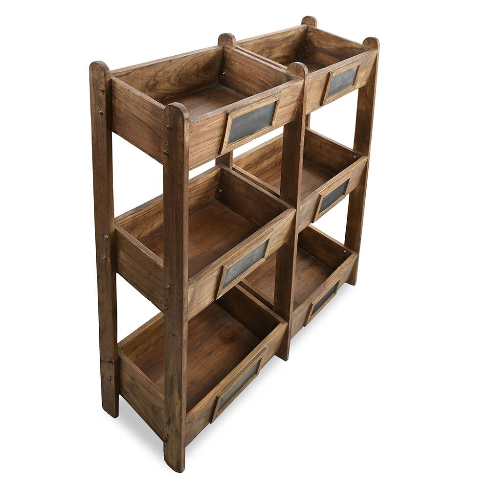 6-bin wooden storage unit