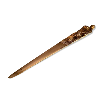 Paper cup with plant decoration in bronze early twentieth signed E. Famin