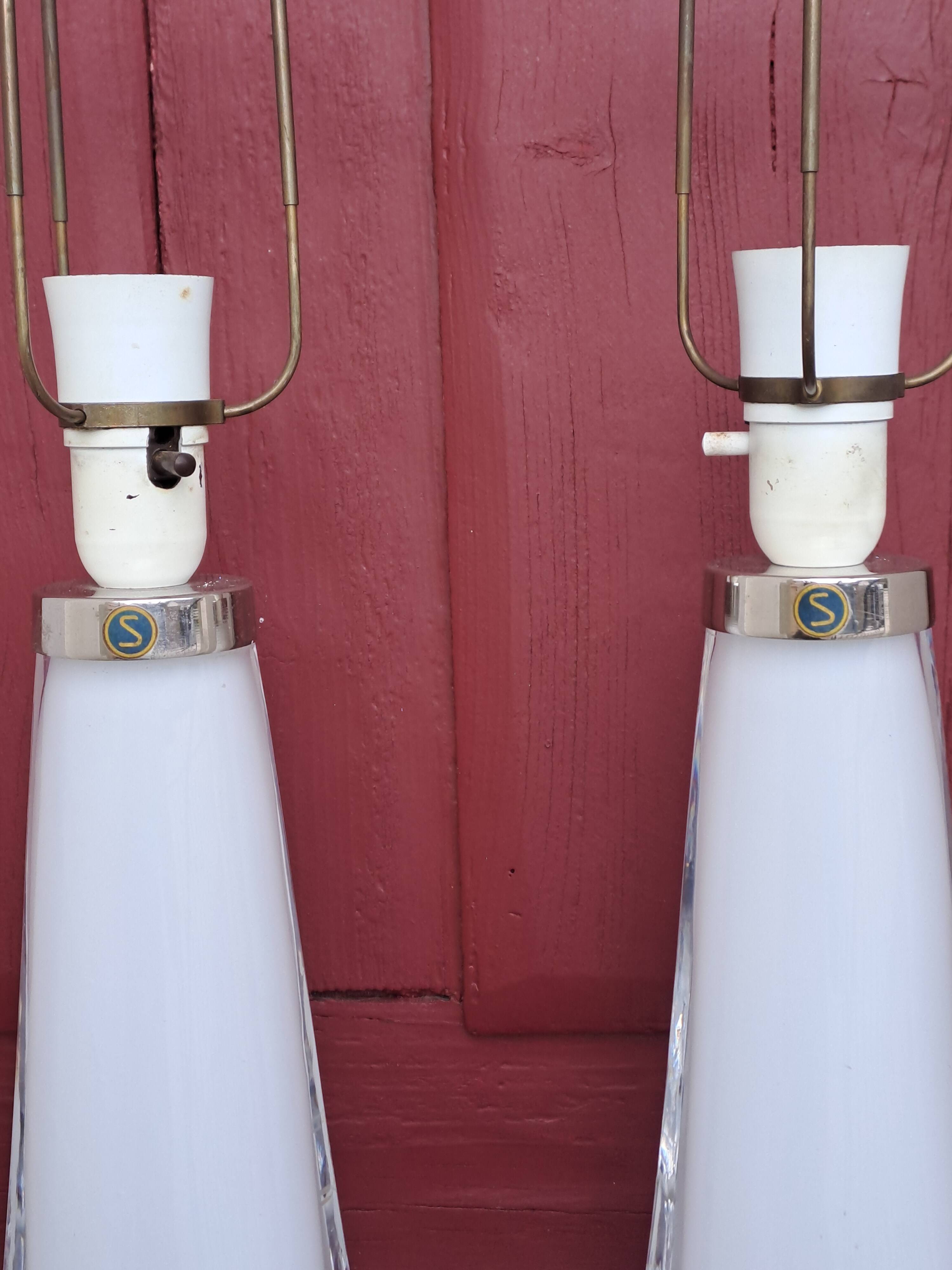 Pair of glass table lamps by Carl Fagerlund for Orrefors