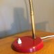 Red vintage bedside lamp in aluminum and brass - 50s