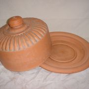 Terracotta butter for clod with salt crystals
