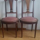 2 chaises anciennes de style classique en bois et ornements en bronze