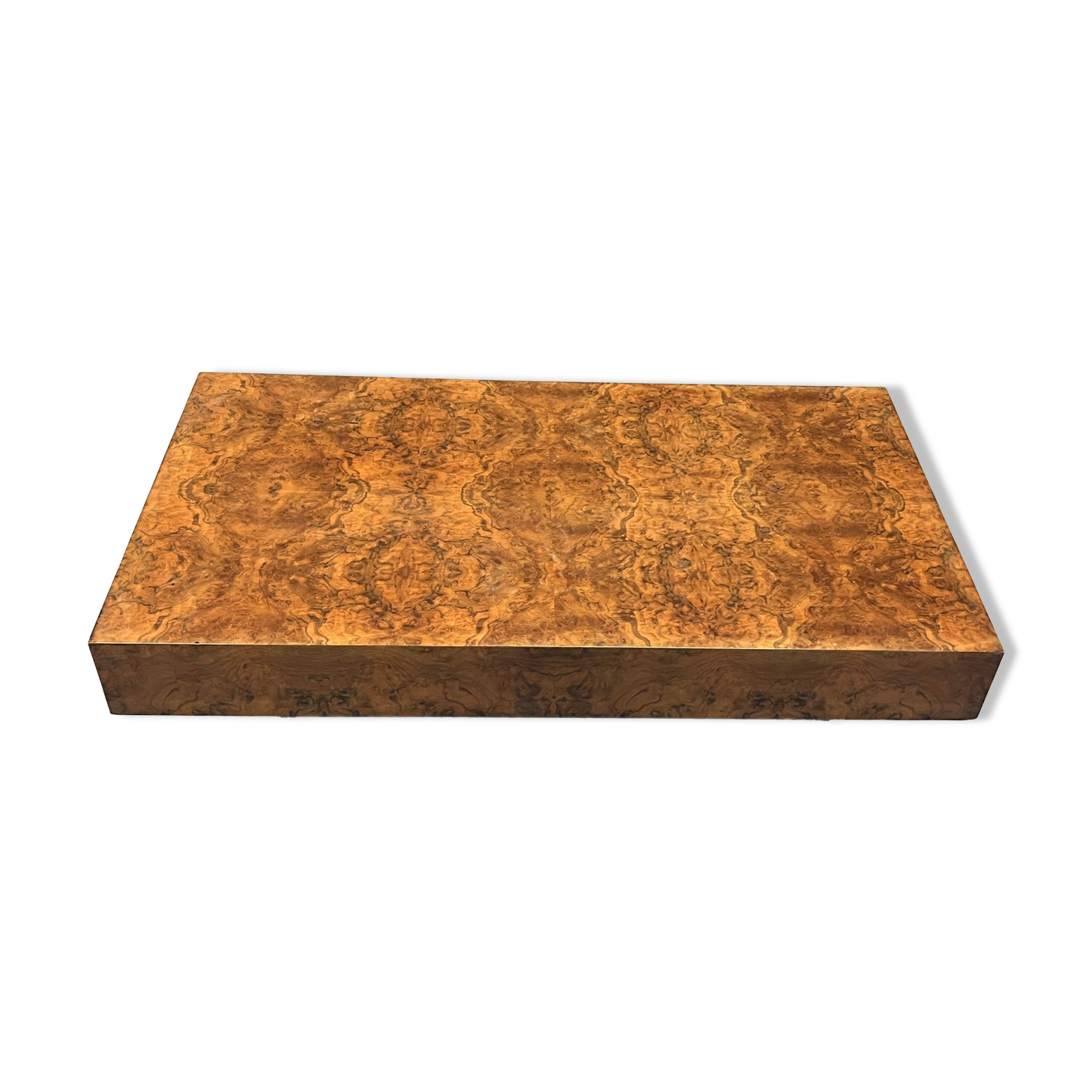 Table basse vintage en bois de loupe, 1970