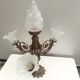Art nouveau chandelier in bronze and pressed glass 1920