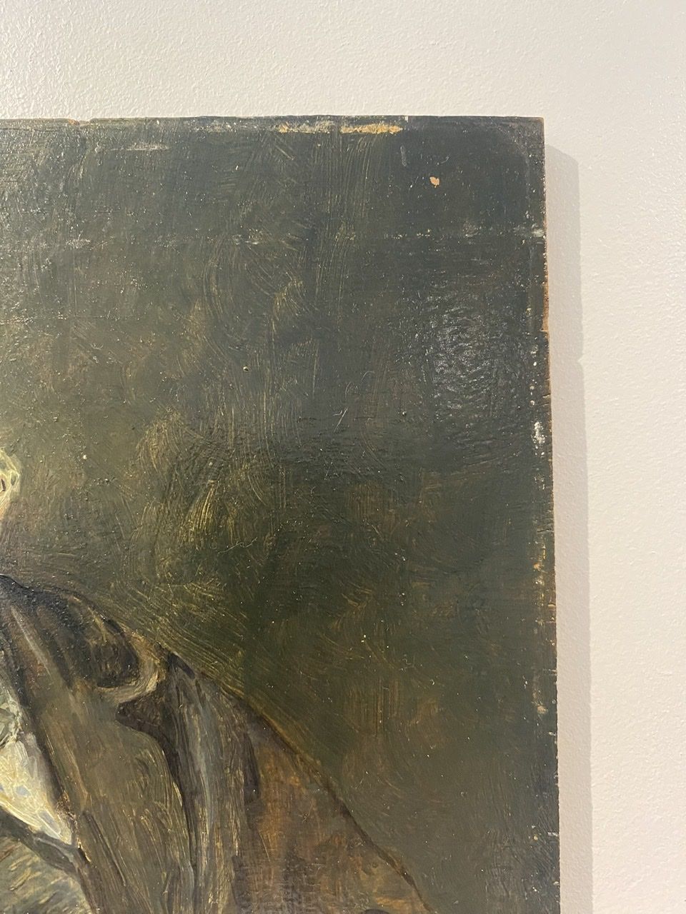 Old painting, portrait of a man with a pipe, signed and dated 57