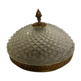 Brass ceiling lamp and vintage glass