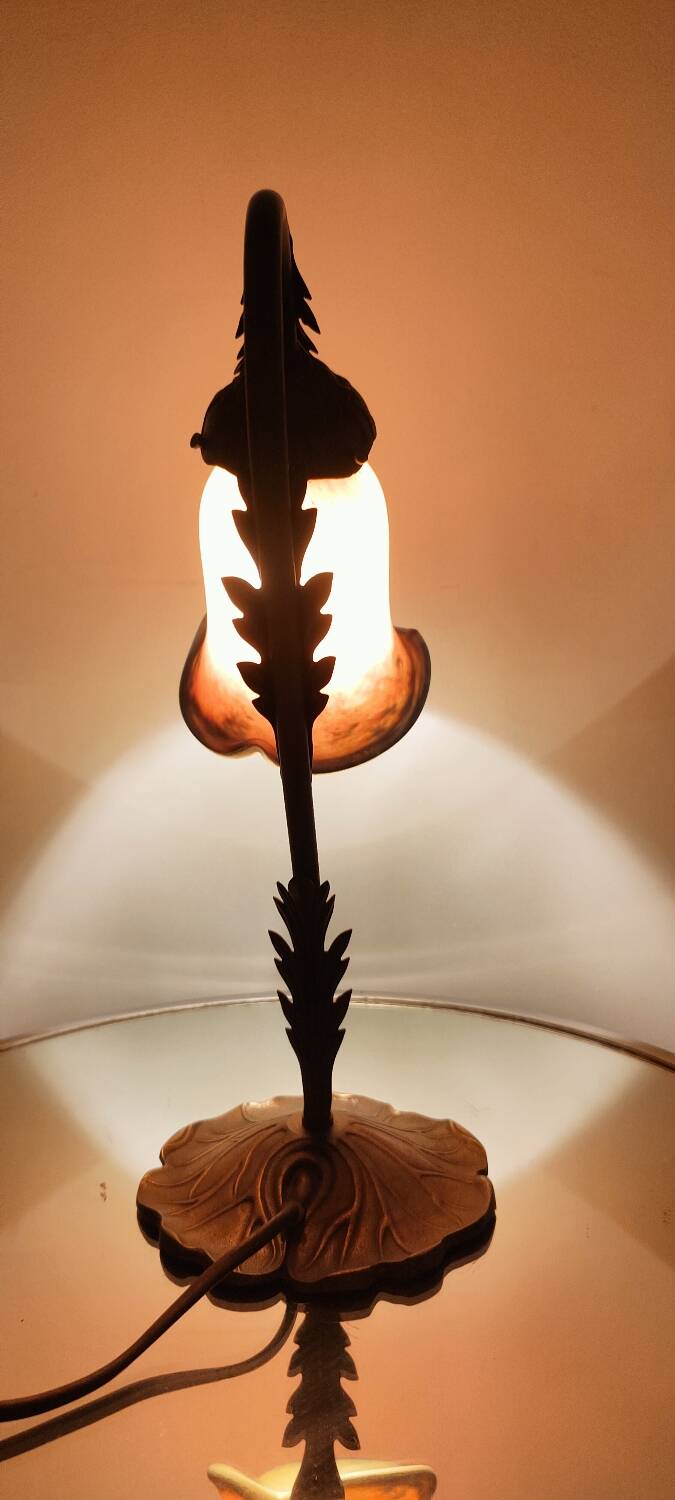 Two art nouveau style tulip lamps signed art de France