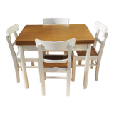 Table with two Italian extensions and 4 chairs
