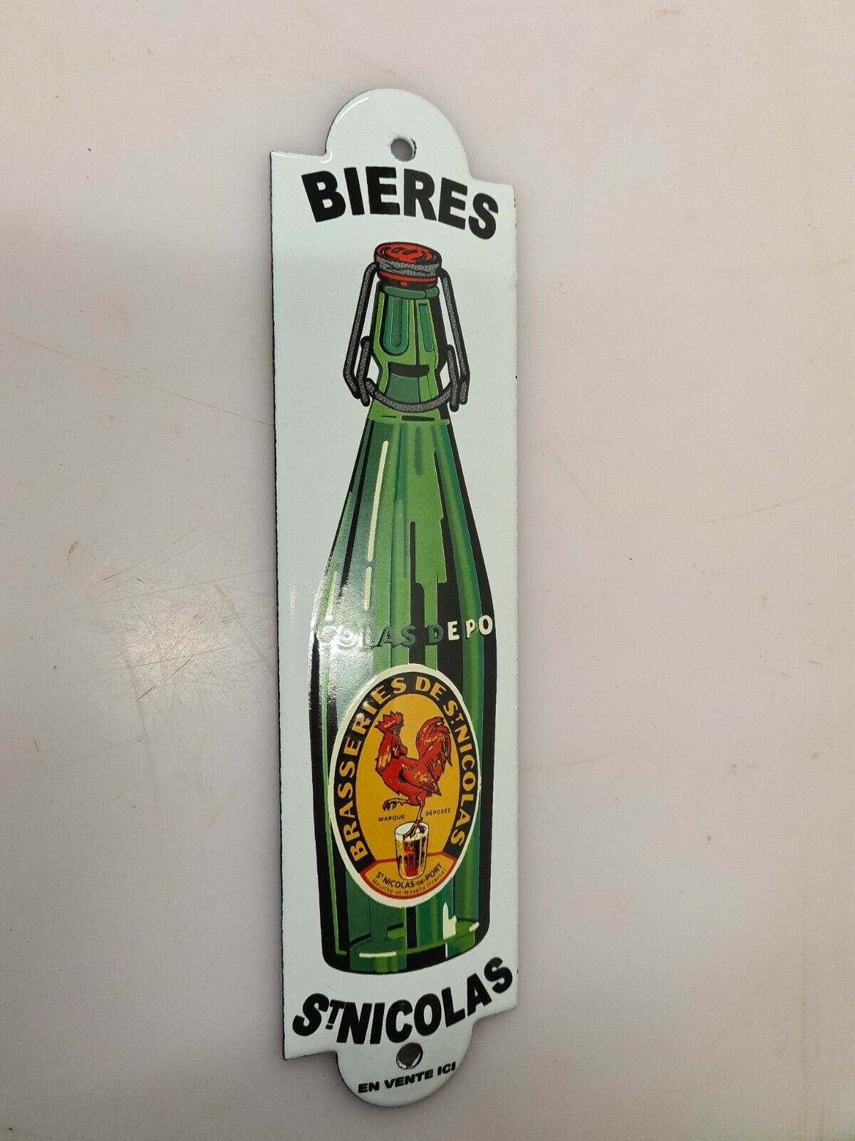 Enamelled plate beer st nicolas
