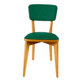 Scandinavian chair in beech wood and green skaï 1950s