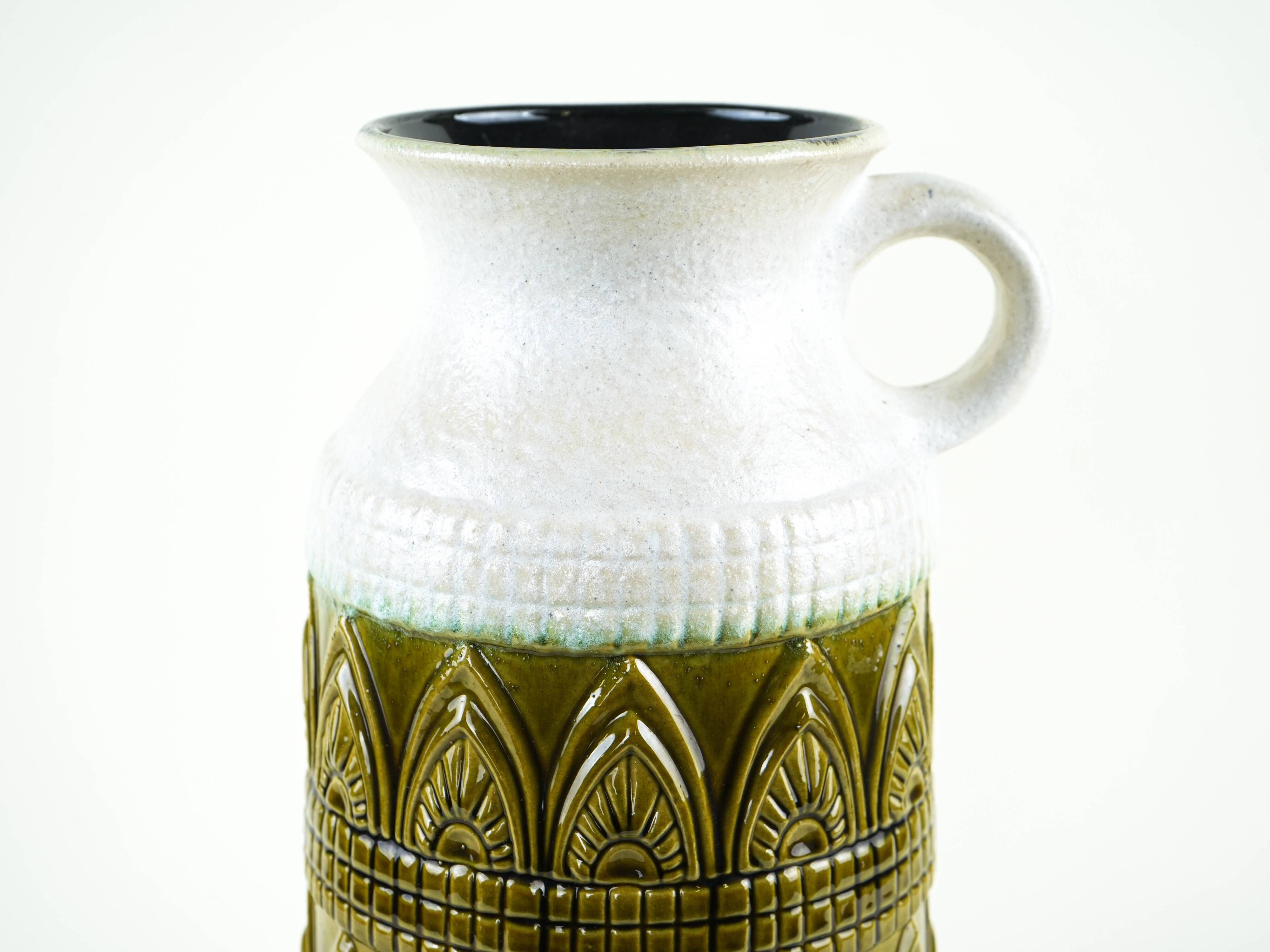 Ceramic floor vase with relief pattern, West Germany, 1970s