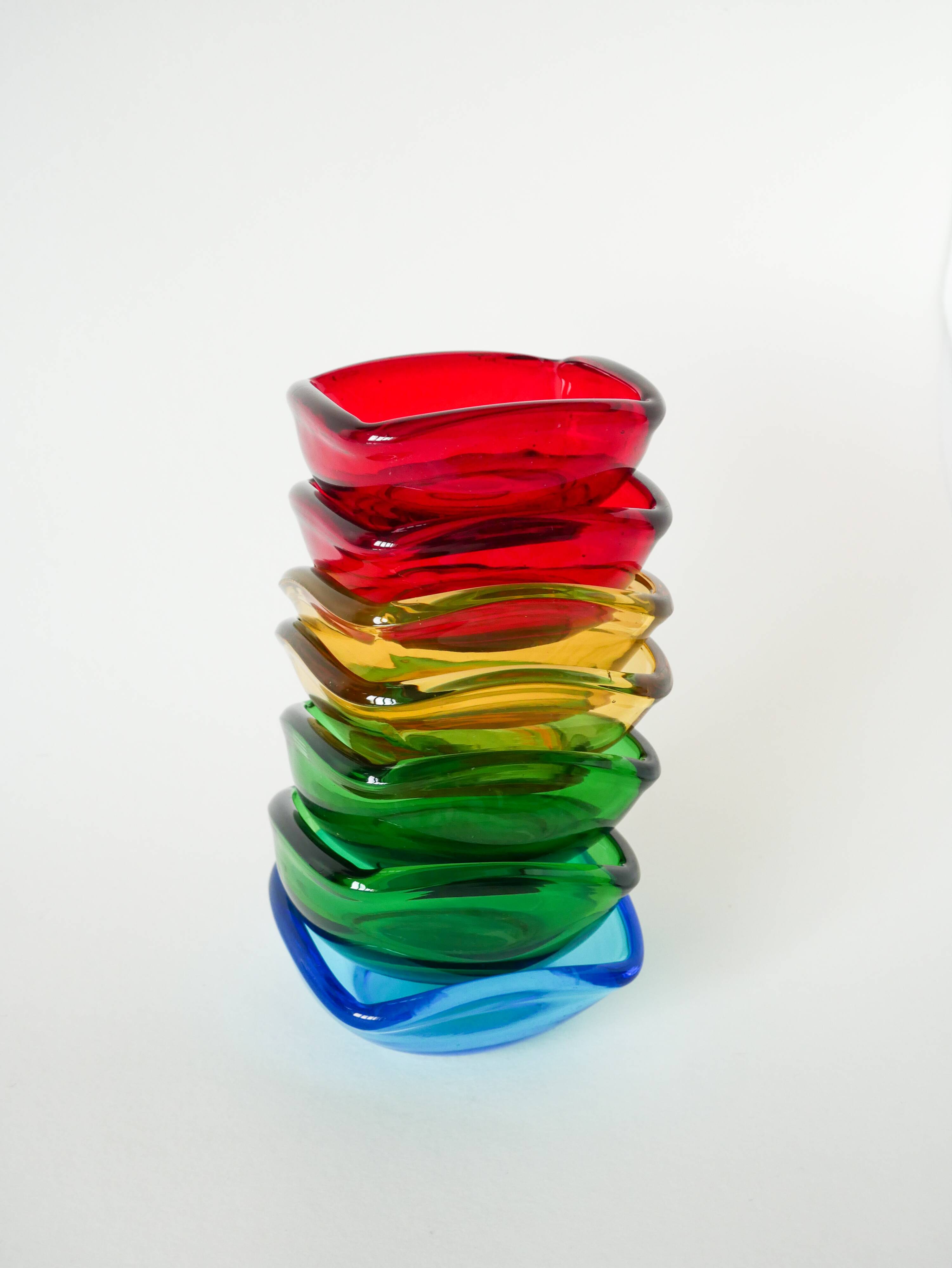 Blue colored glass pocket, in the style of Murano, 1970