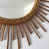 Sun 52cm circa 1960 vintage rattan mirror