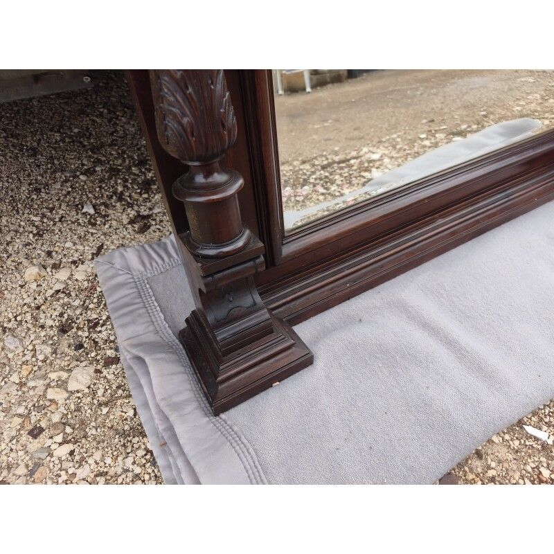 19th-century oak mirror, bevelled