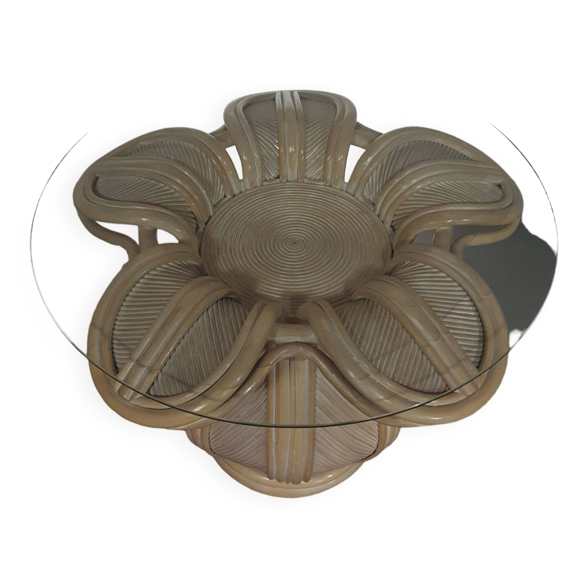 Split reed / pencil reed / rattan / bamboo bell flower side table.