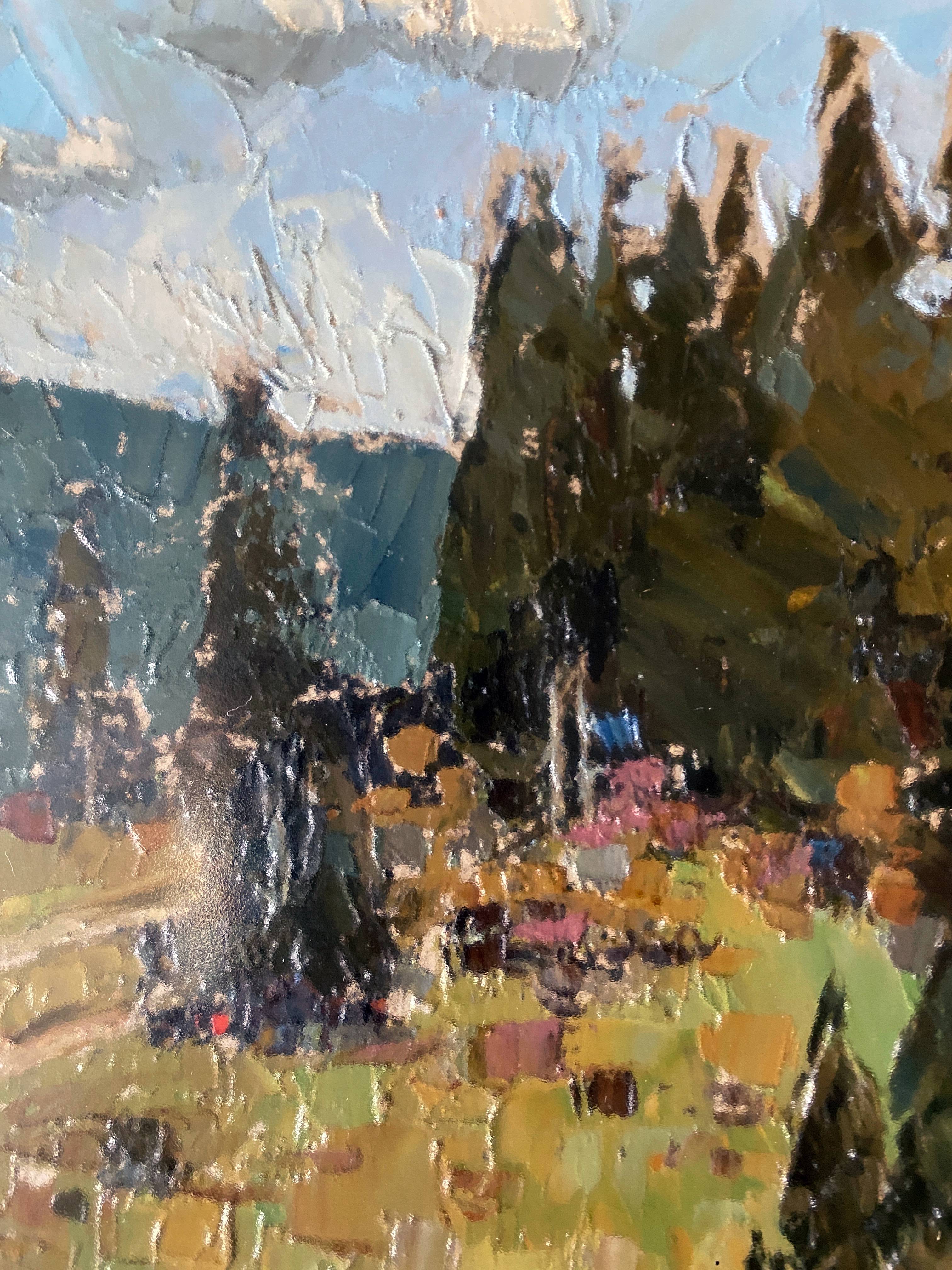 HSP table "the wooded meadow" Ukrainian school XX signed + frame