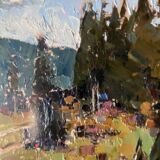 HSP table "the wooded meadow" Ukrainian school XX signed + frame