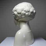 Very rare large faience bust from Sarreguemines, antique Art Deco.