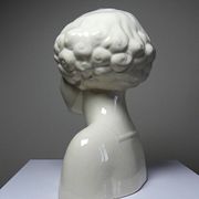 Very rare large faience bust from Sarreguemines, antique Art Deco.