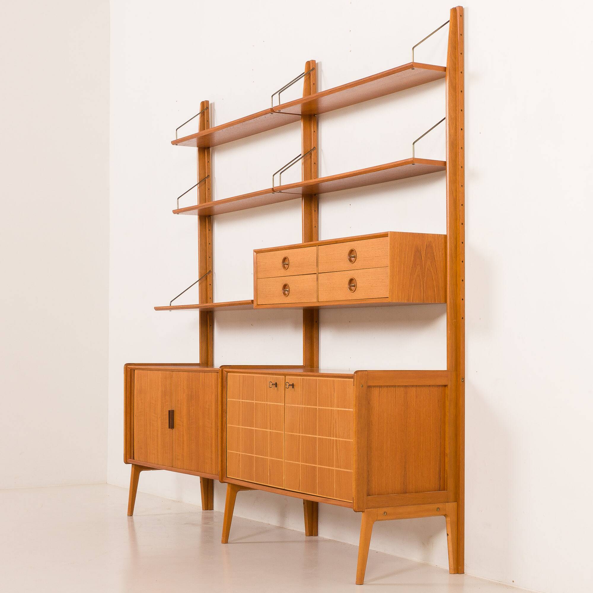 Fredrik A. Kayser teak free standing wall unit for Gustav Bahus, Norway 196