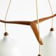 Pendant lamp with opal glass shades teak frame by Uno & Östen Kristiansson