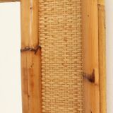 1970s wall mirror in rattan and cane, Spain