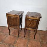 Pair of Louis XV style oak bedside tables