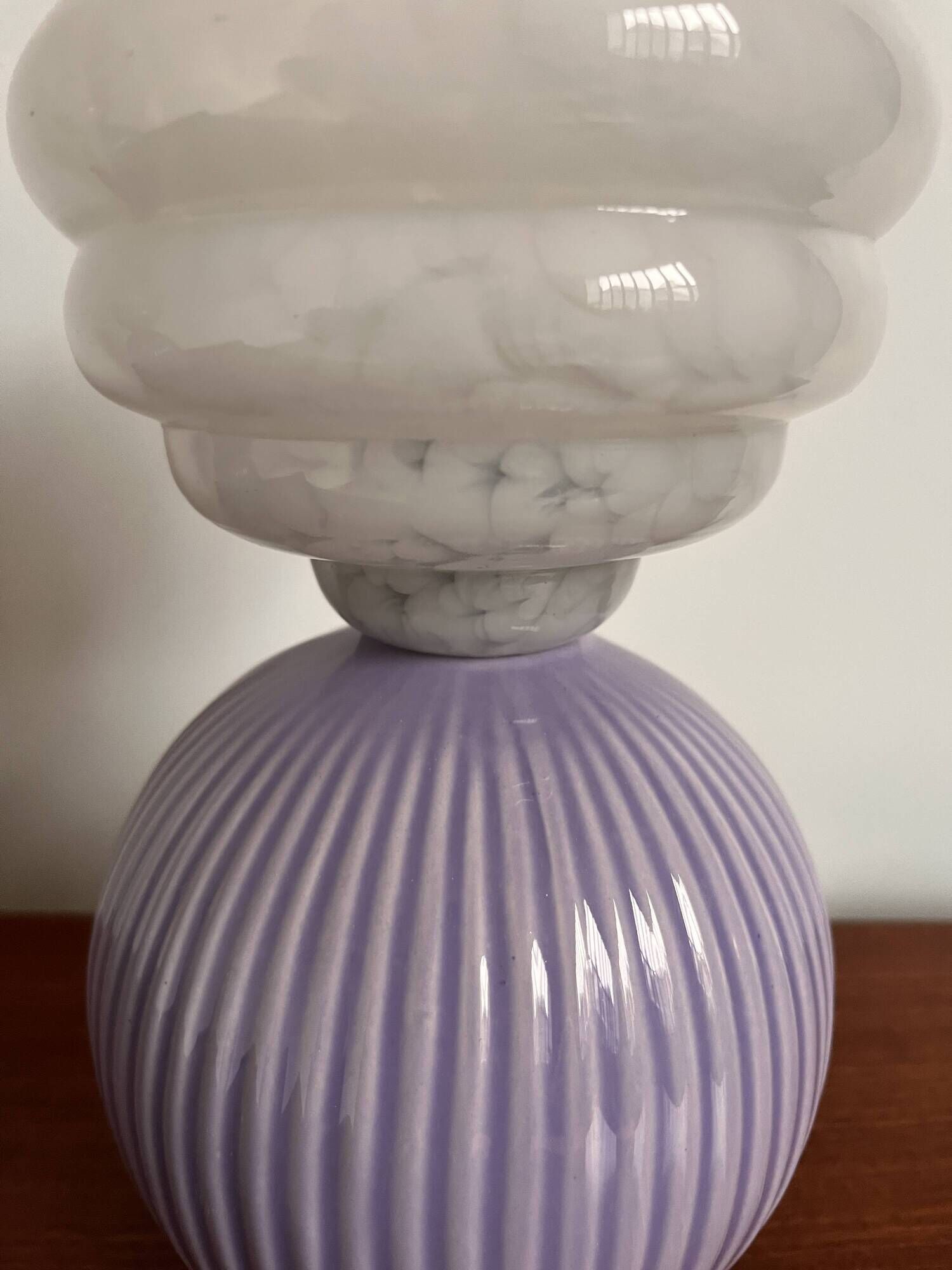 Vintage ceramic and glass bedside lamp pair