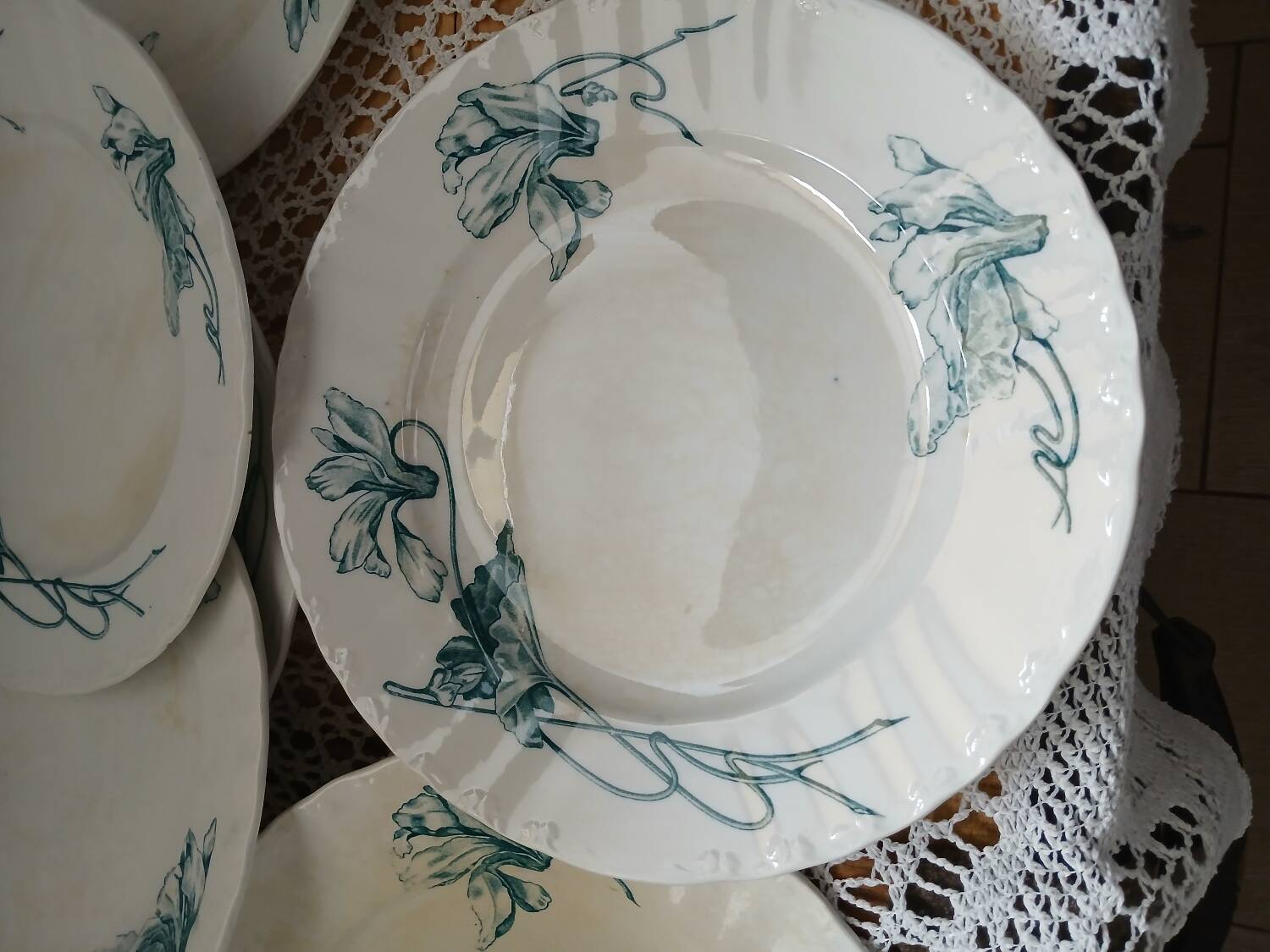 10 antique ironstone dinner plates