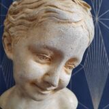 Bust "the laughing" after Jean-Baptiste Pigalle in plaster
