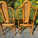 Set of two cane and rattan chairs