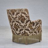 1960s, Danish armchair, furniture velour fabric, ash wood.