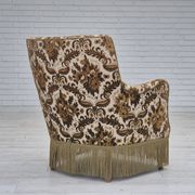 1960s, Danish armchair, furniture velour fabric, ash wood.