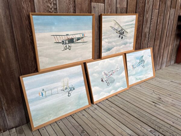 Ensemble de 5 affiches anciennes US military aircraft