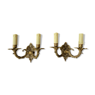 Electric metal wall lamp 2 arms from the 1950s