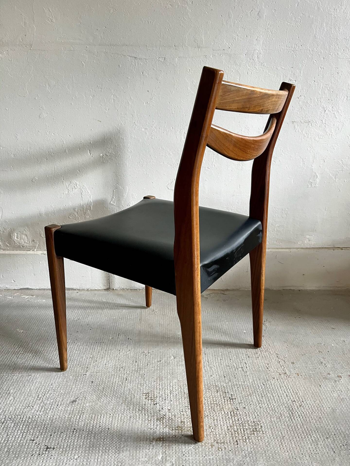 Scandinavian teak and faux leather chairs - set of 6