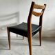 Scandinavian teak and faux leather chairs - set of 6