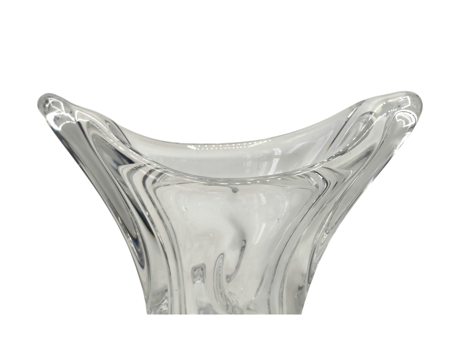 1950s Sèvres Crystal Vase - Freeform Hand-Blown Design