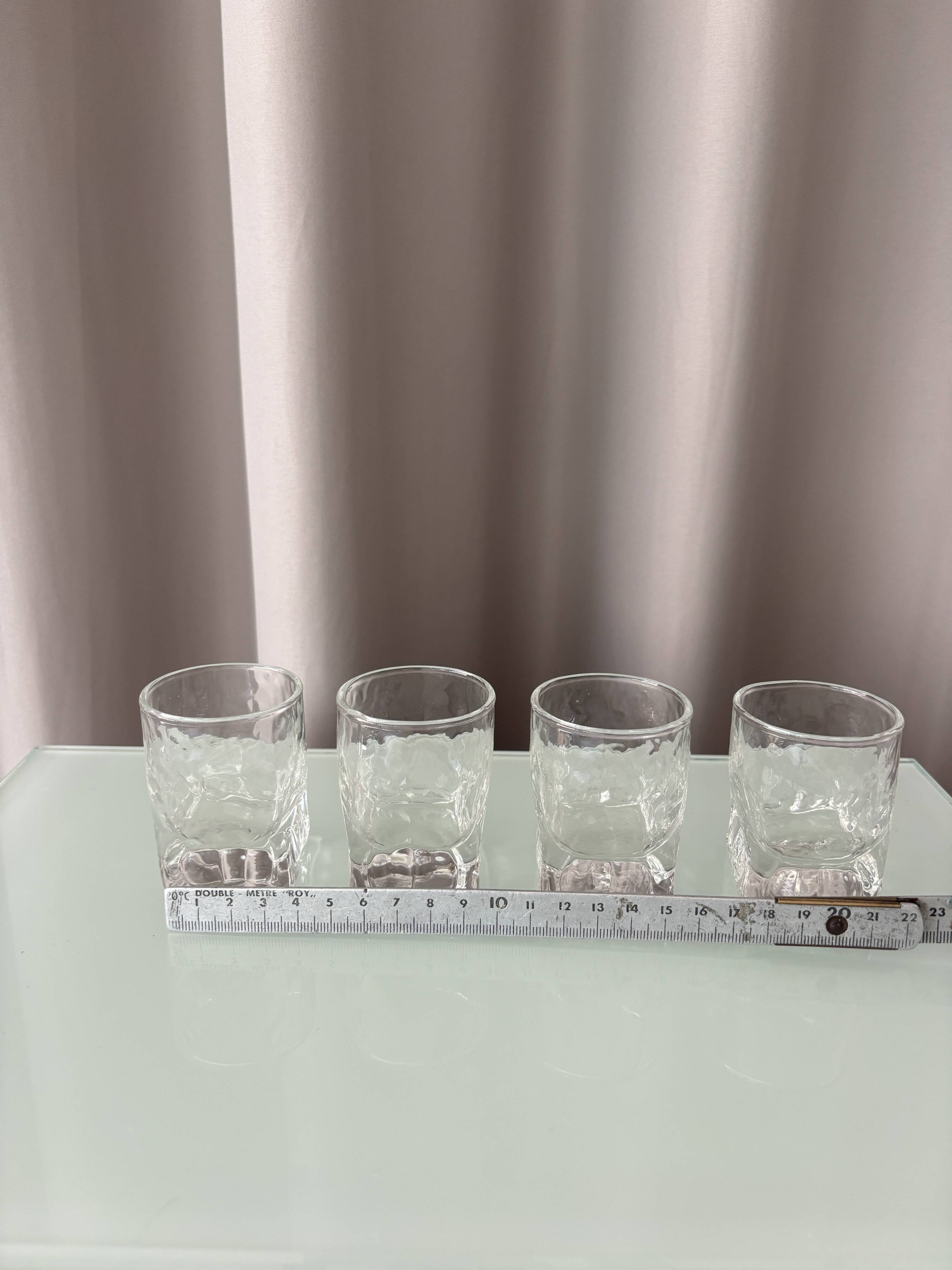 Set of 4 Vintage Brutalist Textured Shot Glasses