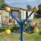 Vintage Coat Rack, Metal and Wooden Balls.