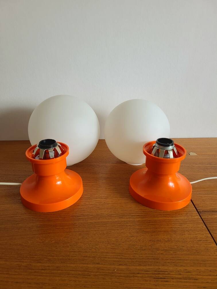 Vintage orange plastic bedside lamp
