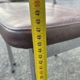 Pair of retro metal and leather chairs