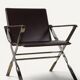 Pair of leather and chrome metal armchairs, Italy - 1970