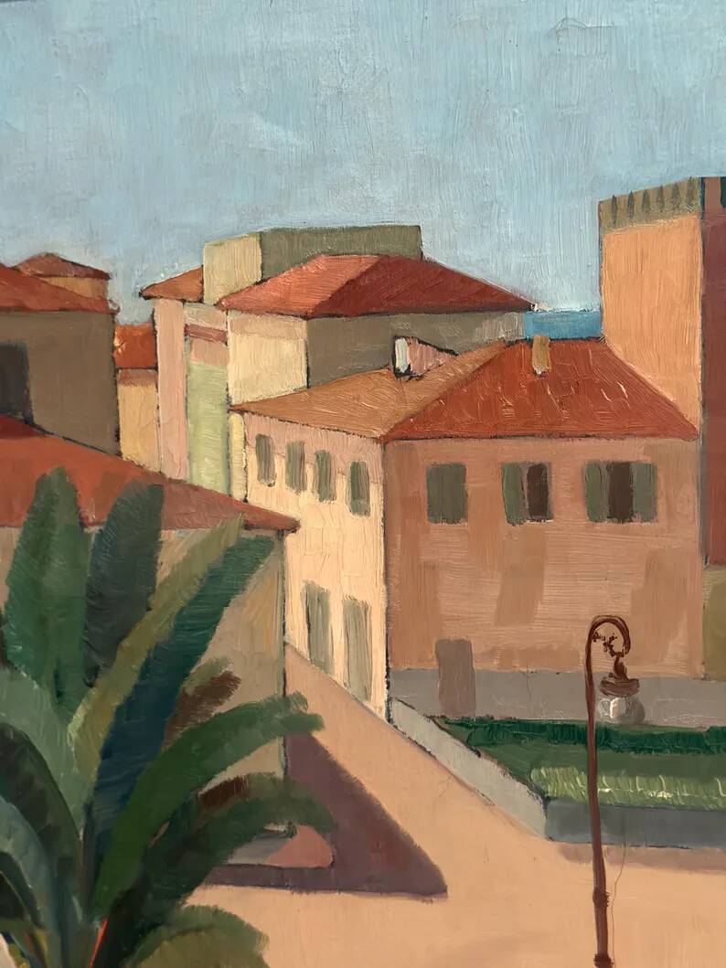 Original Swedish Oil on Canvas – “Motif from Italy” by K. Berthel – Signed – Dated 1949 – Vintage & Framed – 73 × 61 cm (28.7" × 24")