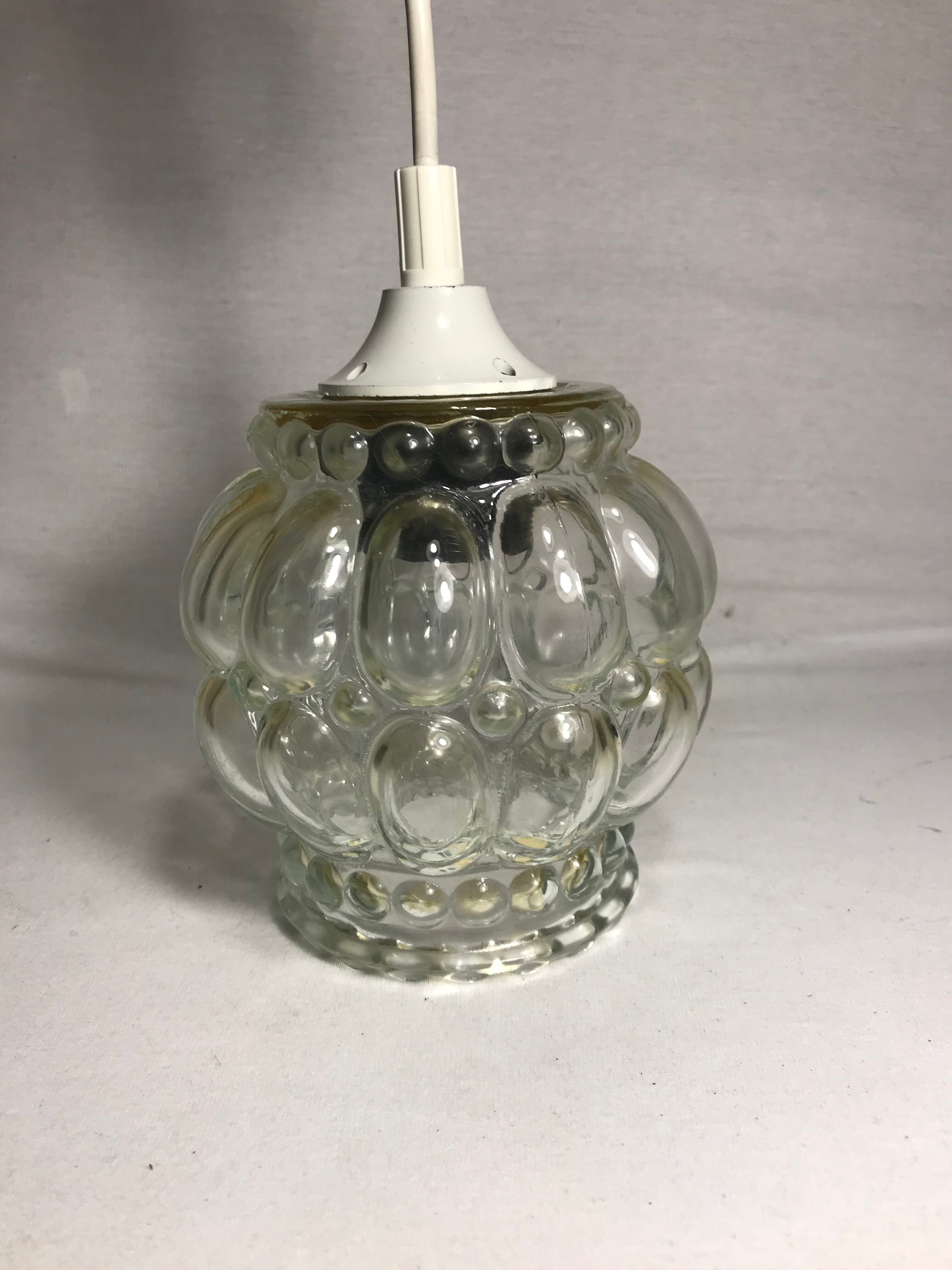 Suspension chandelier ceiling light glass molded 70s vintage
