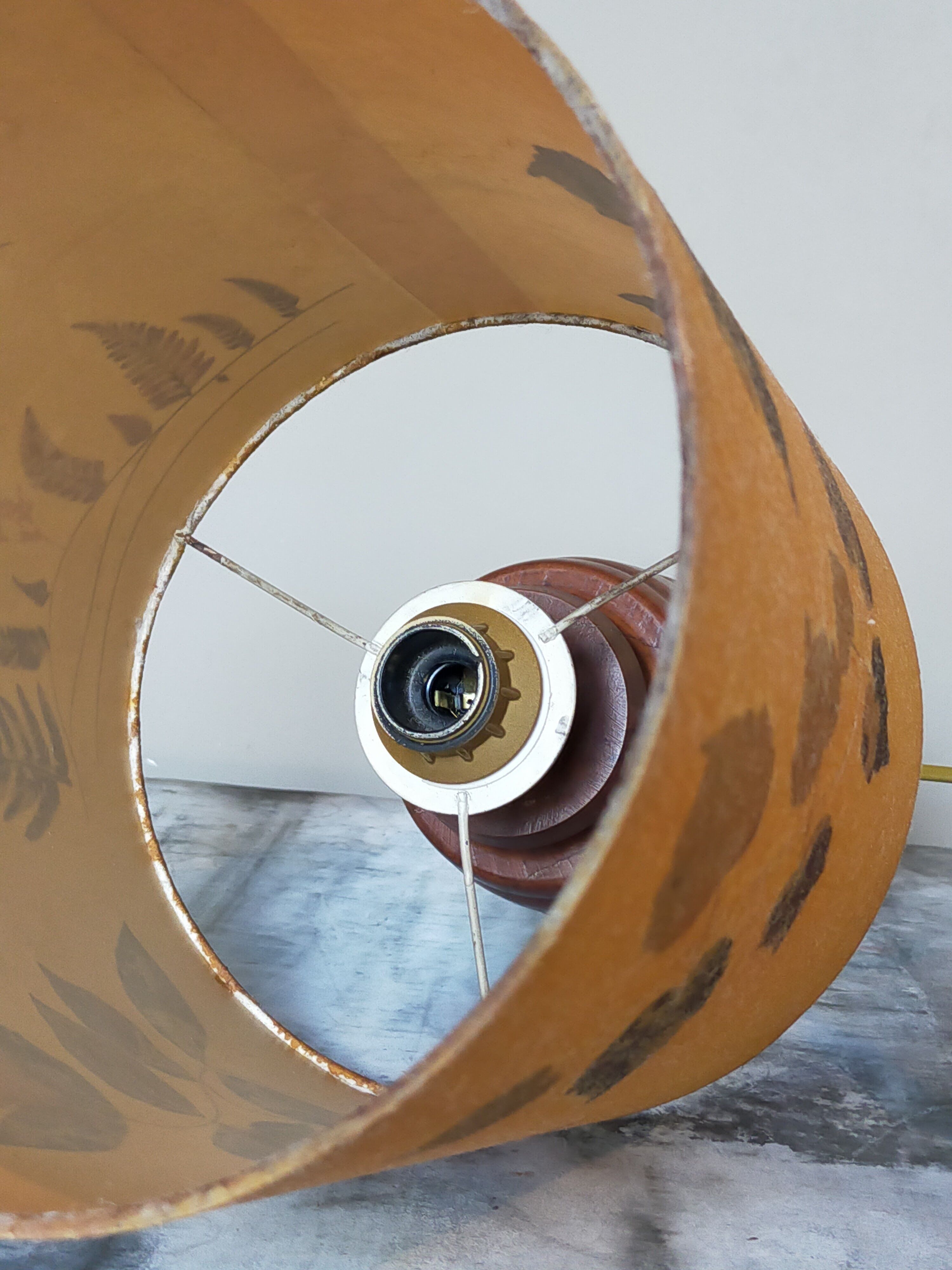 Vintage solid wood lamp and herbarium lampshade