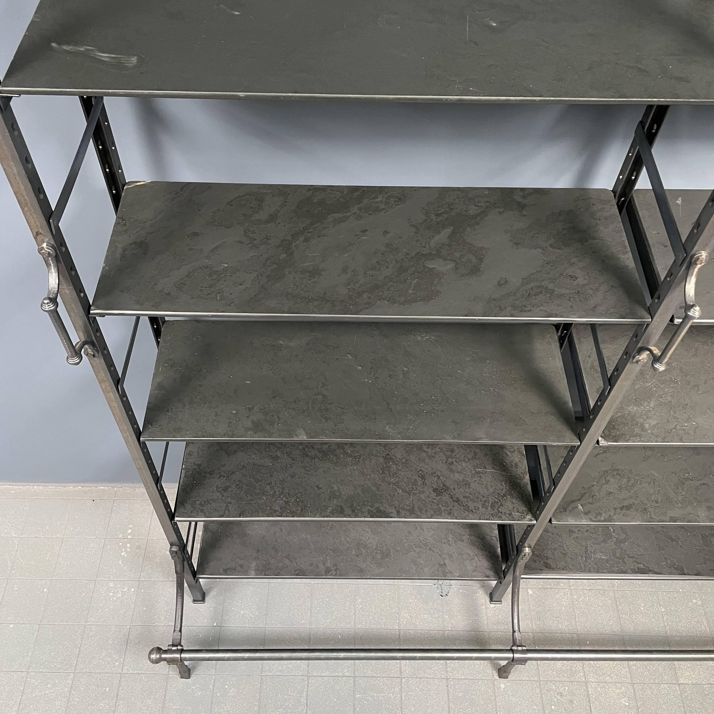 Industrial Iron Library Wall Shelving Cabinet